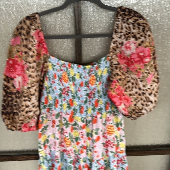 Anthropologie Place National linen floral print midi dress size medium NWOT - Picture 6 of 11